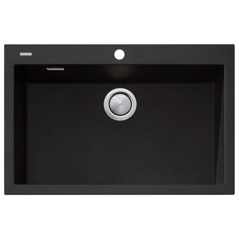 Oliveri Santorini mega bowl topmount sink - 55L single bowl - black granite and quartz - ST-BL1591OF