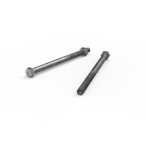 Zenith M12 x 180mm Hot Dip Galvanised Hex Head Bolt and Nut - 4.6 Grade Steel