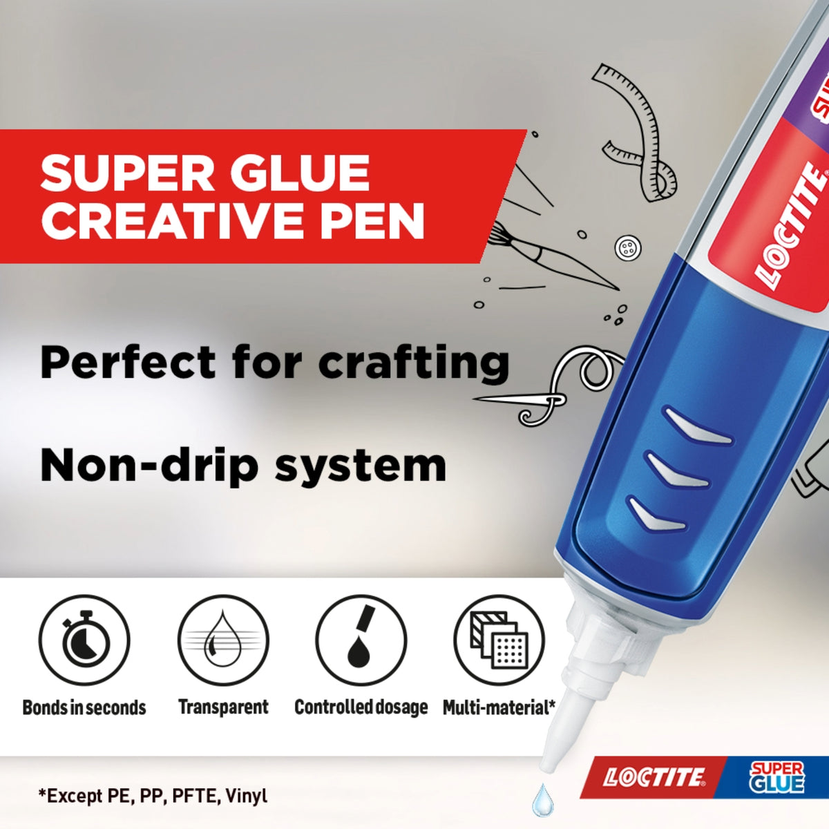 Loctite Super Glue Creative Pen 4g, Precision Tip, Dries Clear Gel
