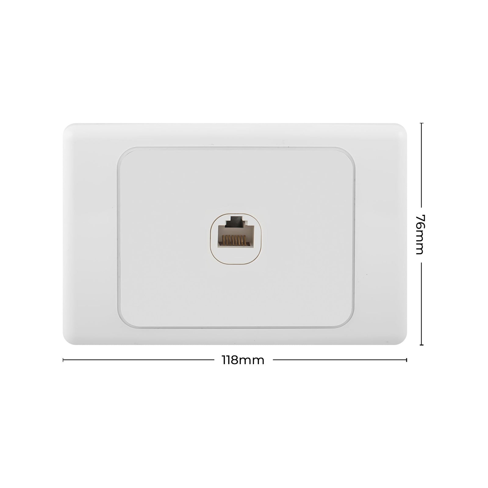 DETA Cat 6 Single Ethernet RJ45 Outlet - White Polycarbonate Wall Plate