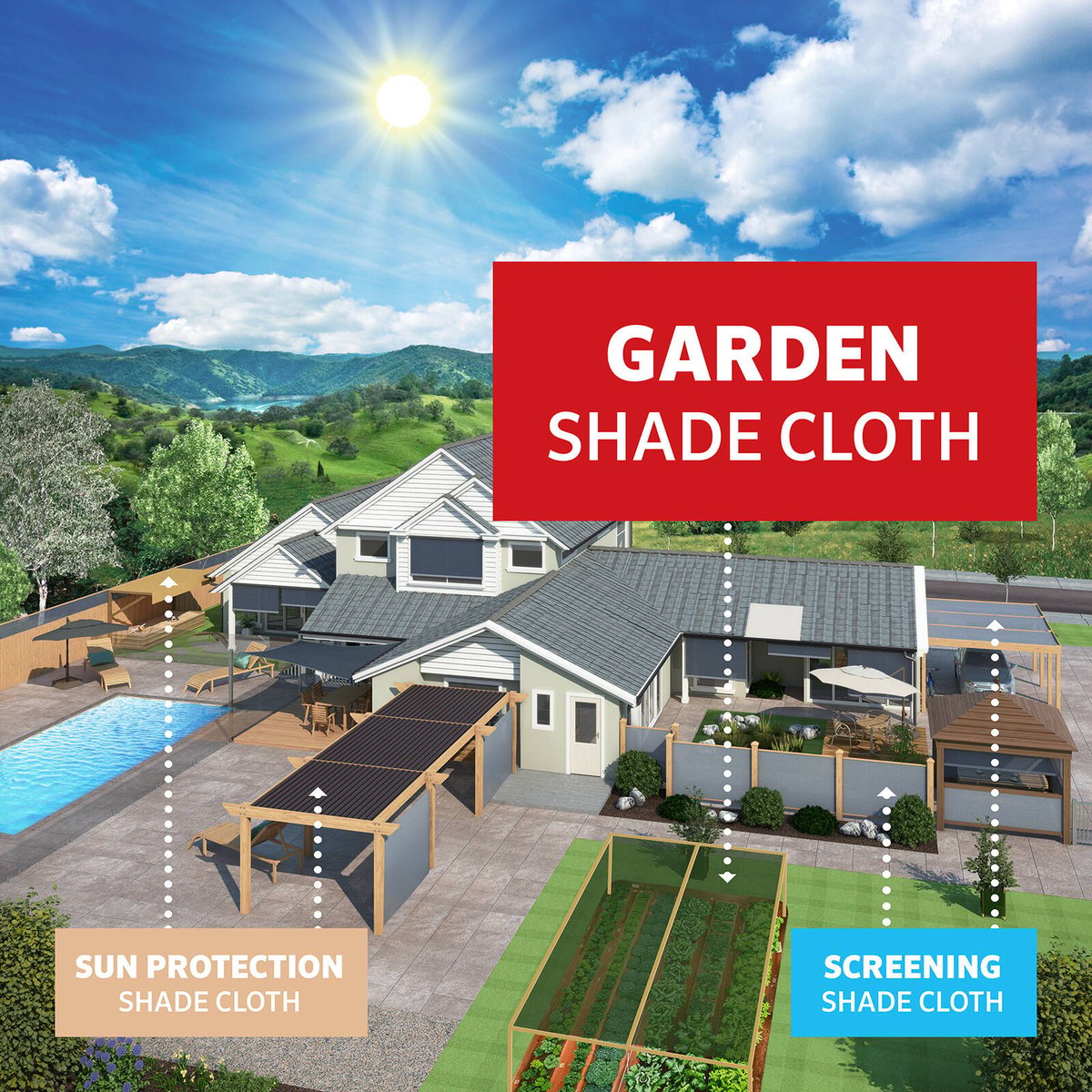 Coolaroo 1.83 x 6m White Garden Shade Cloth - HDPE 50% UV Block