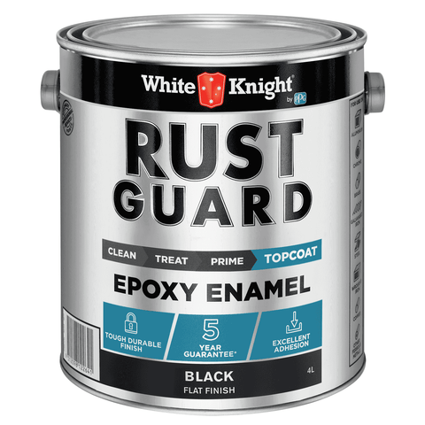 White Knight Rust Guard Black Flat Epoxy Enamel Paint 4L