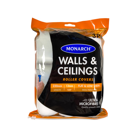 Monarch 230mm Walls and Ceilings Microfibre Roller Cover 3 Pack 12mm Nap