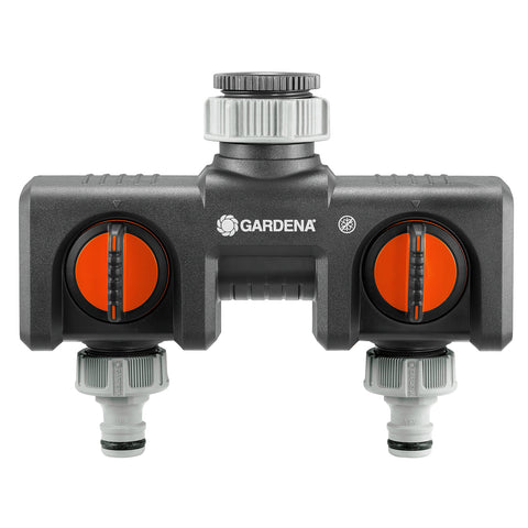 GARDENA Twin Tap Connector - Two-Way Garden Tap Splitter for Hoses