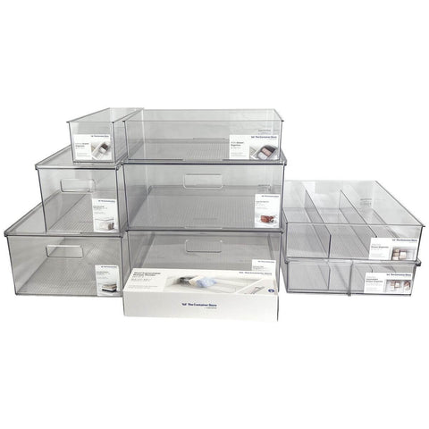 The Container Store 9 piece closet pack - clear PET, lidded and open storage - VTCS-CLOSET-P1