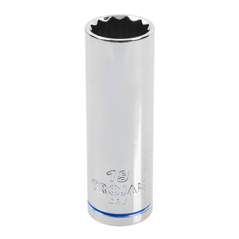 Trojan 19mm Deep Socket 1/2" Drive Chrome Vanadium 12 Point