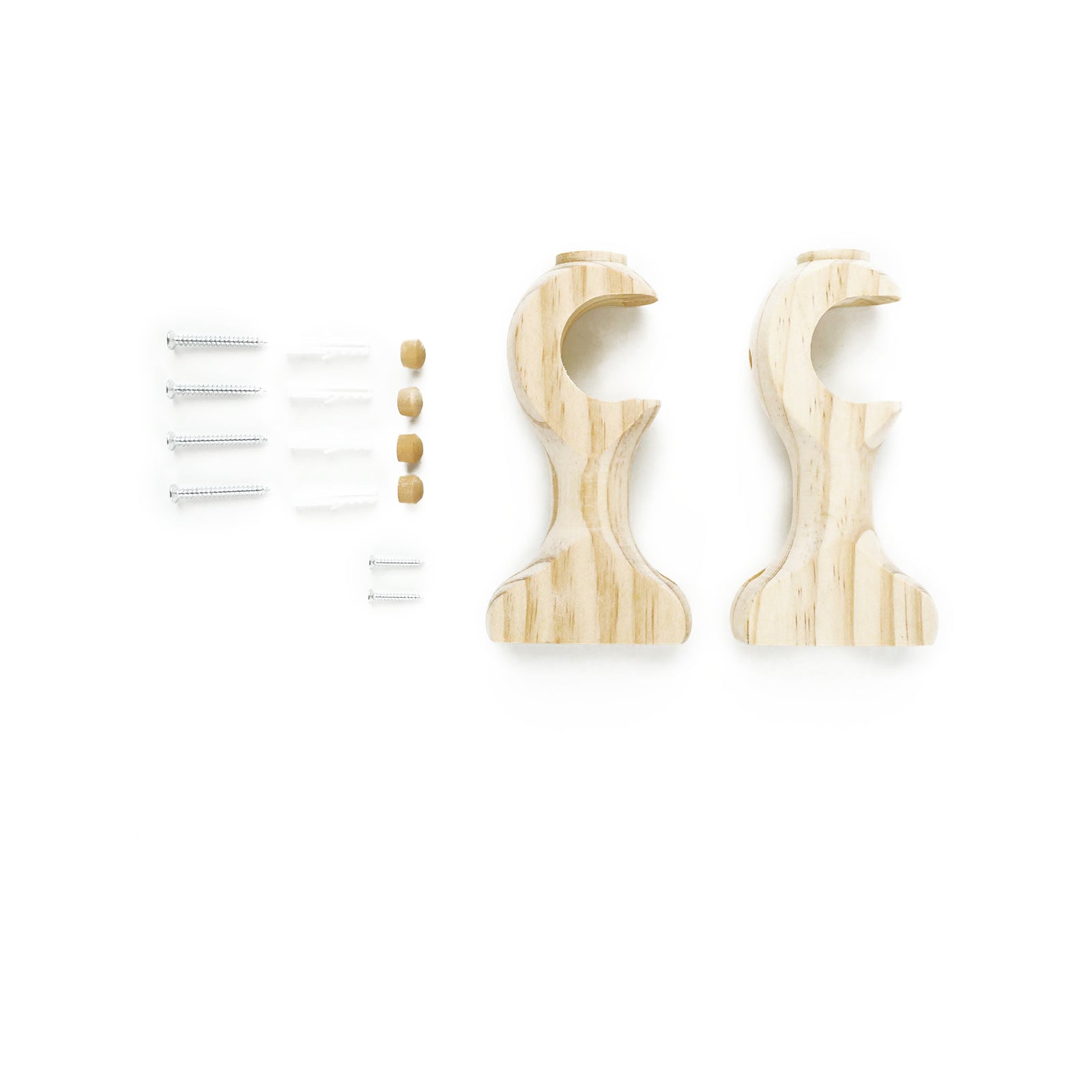 Windoware 33mm Natural Timber Curtain Woodpole Brackets - 2 Pack