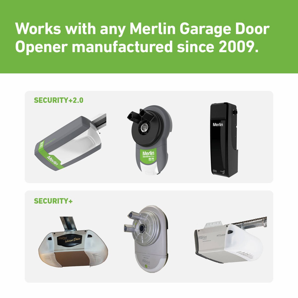 Merlin E985M Four Button Water Resistant Garage Door Remote - 46mm x 57mm - Black & Green - Secure Access - SuperSaverAU - view 2
