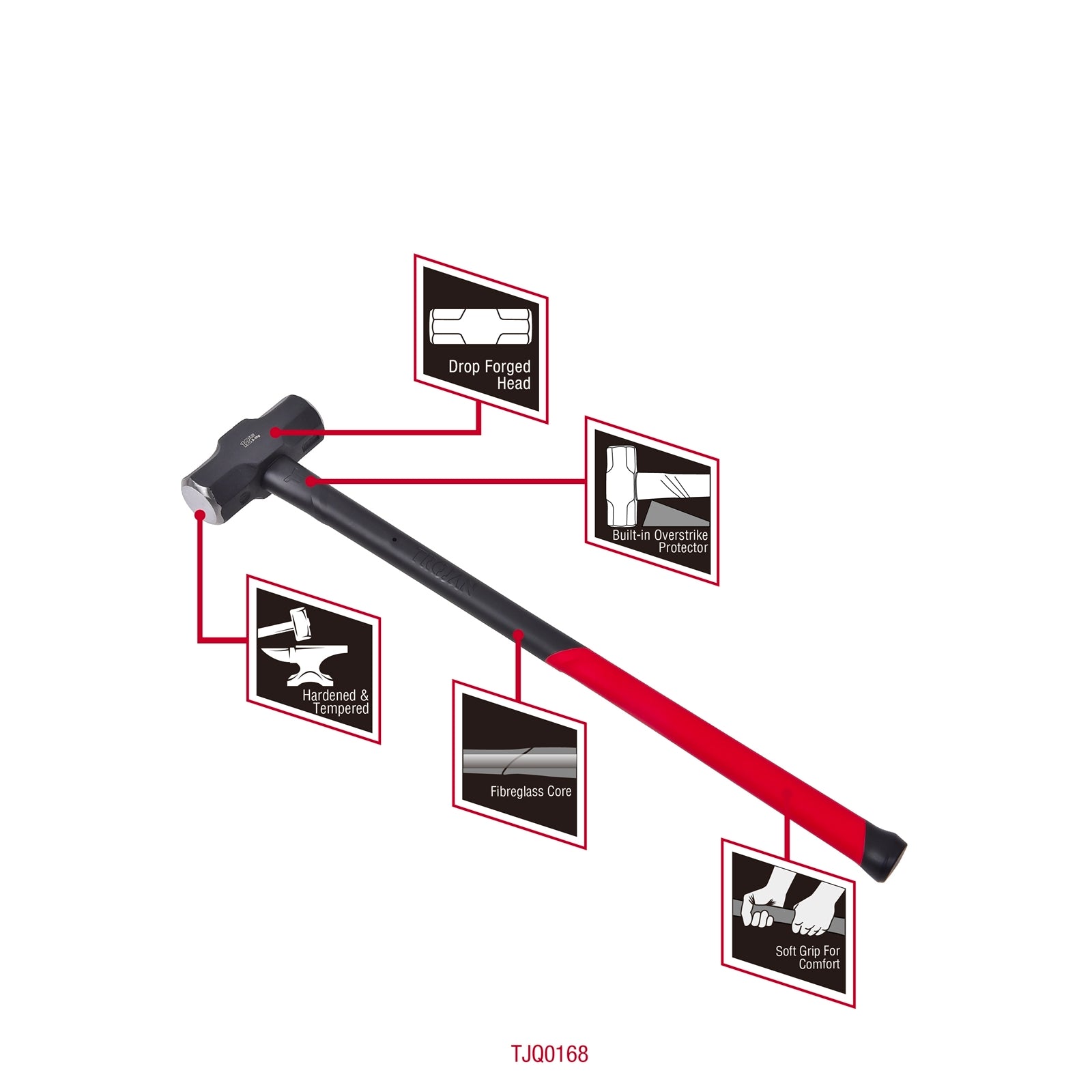 Trojan 12lb 5.4kg Fibreglass Handle Sledge Hammer