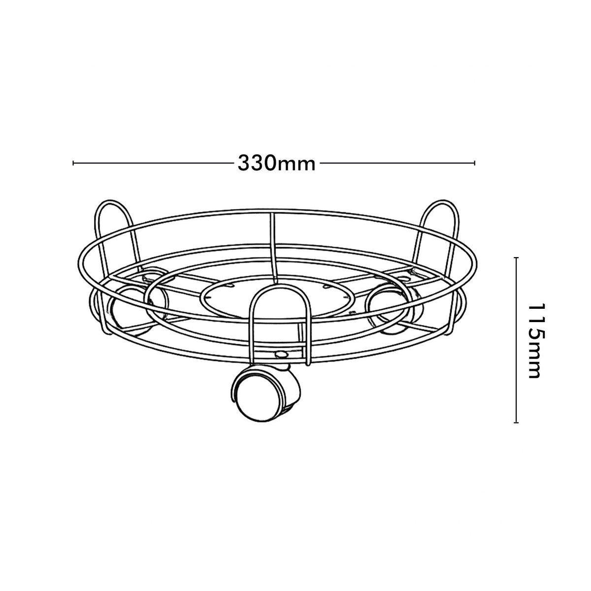 Eden 33cm Round Pot Plant Trolley with Rails, 35kg Capacity, Indoor & Outdoor
