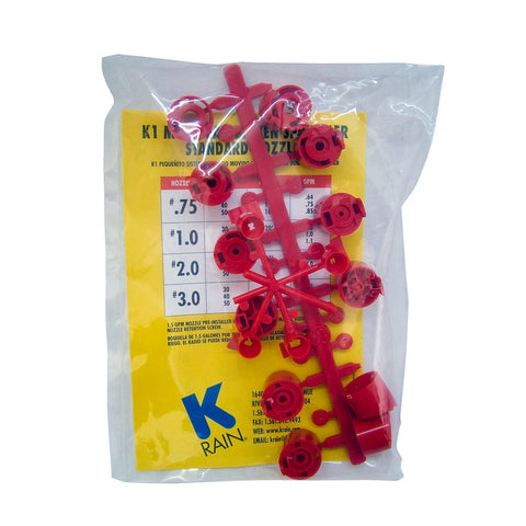 K-Rain K1 and K2 Replacement Nozzle Kit Red Plastic