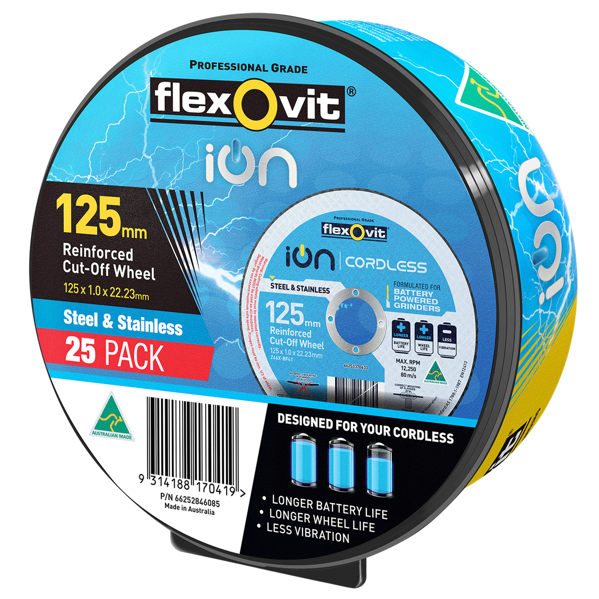 Flexovit Cut Off Wheel - 125mm - Zirconia - Reinforced - 25 Pack - SuperSaverAU - view 1