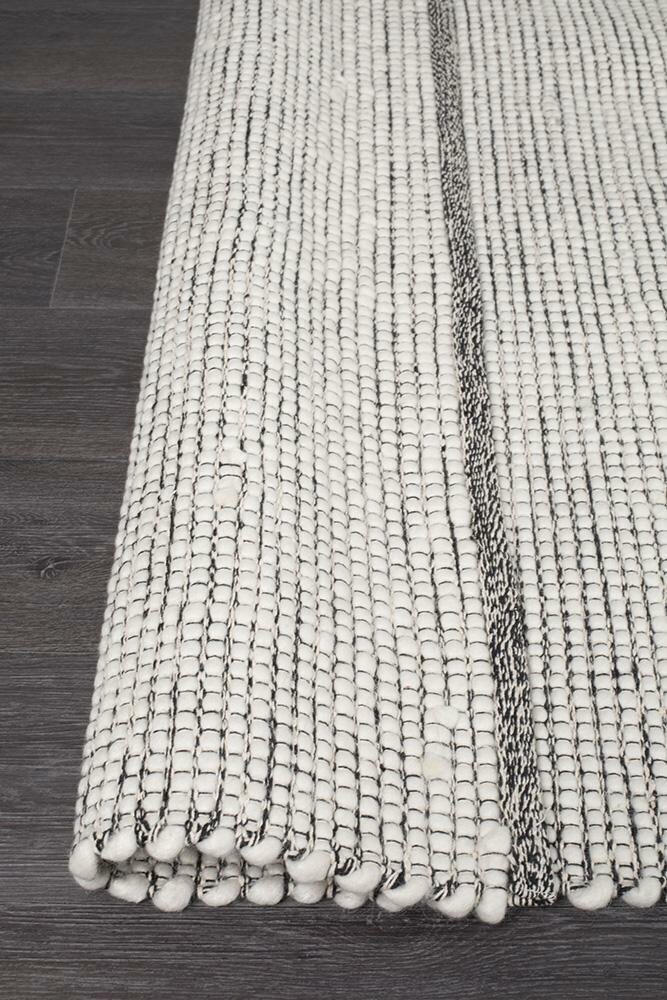 Rug Culture Loft Medium Black Felted Wool Rug 225x155cm - Hand Loomed - LFTBLK225X155