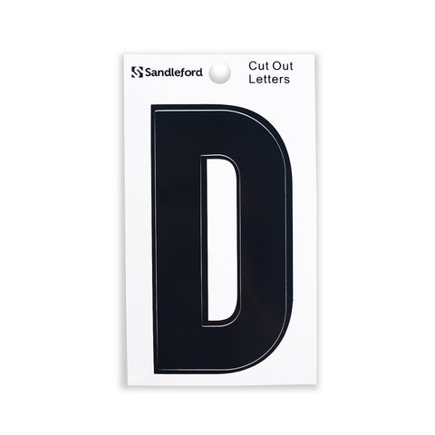 Sandleford 85mm Black Cut Out Self Adhesive House Letter D - Weather Resistant Gloss