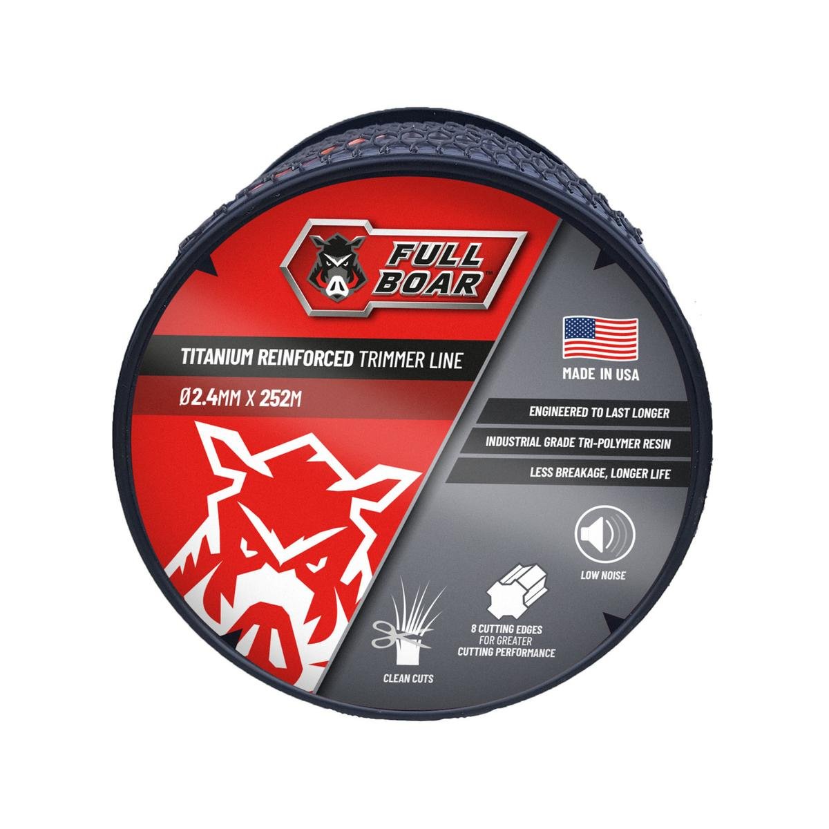 Full Boar 2 Trimmer Line - 4mm x 252m - Titanium Reinforced - Durable Cutting - SuperSaverAU - view 1
