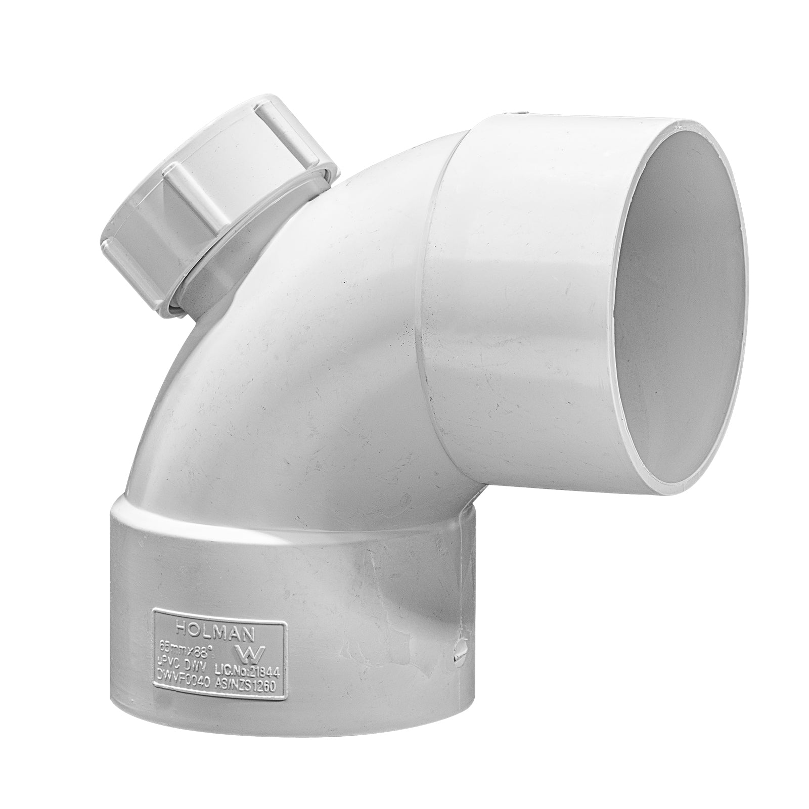 Holman 65mm 88 Degree Female & Female PVC DWV IO Bend, Grey