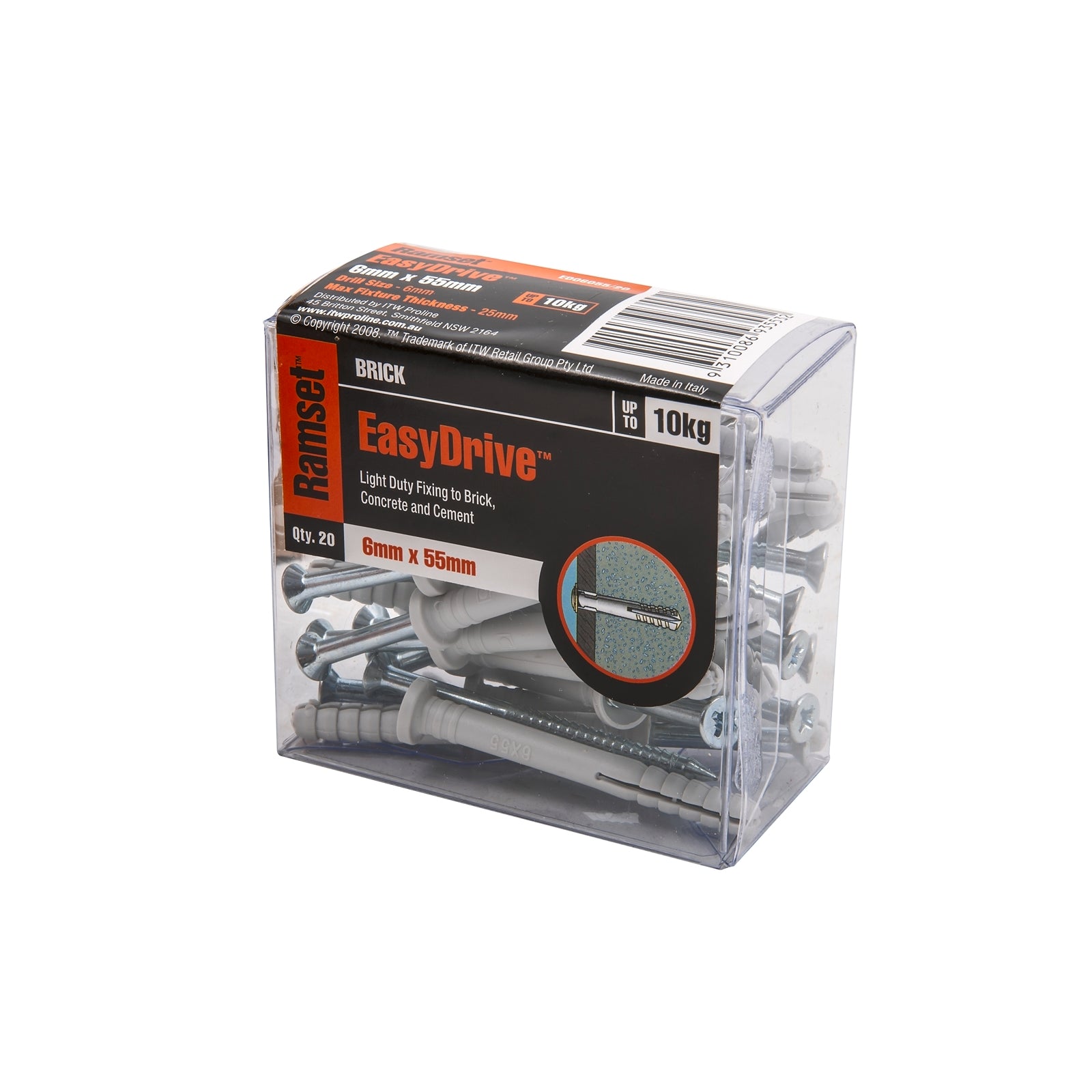 Ramset 6 x 55mm EasyDrive Nylon Masonry Anchor - 20 Pack