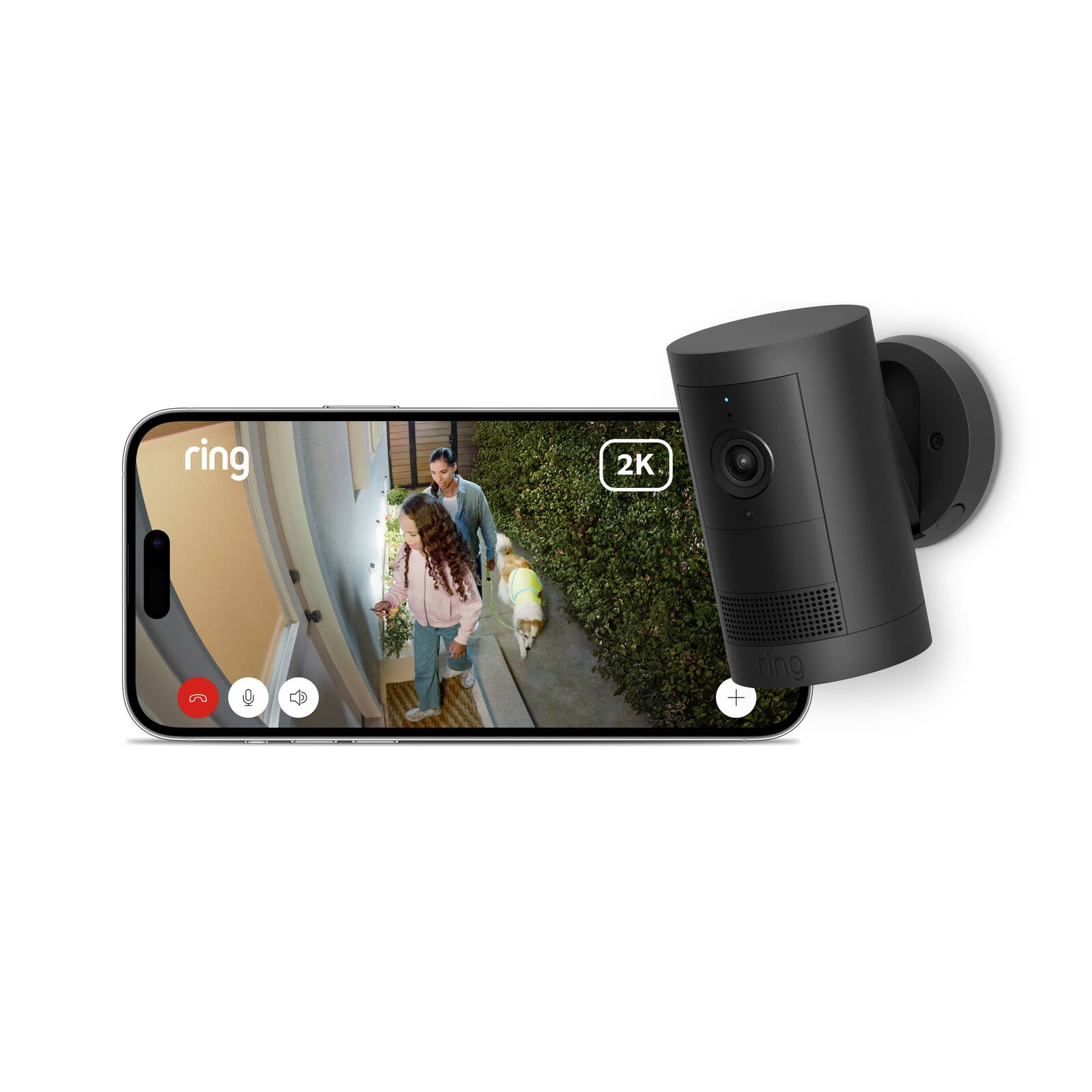 Ring Outdoor Camera Plus 2K Battery Wireless Security Camera, Black