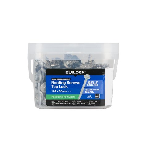 Buildex 12g Class 4 Roofing Screws - 50mm - 100 Pack - Corrosion Resistant - SuperSaverAU - view 1