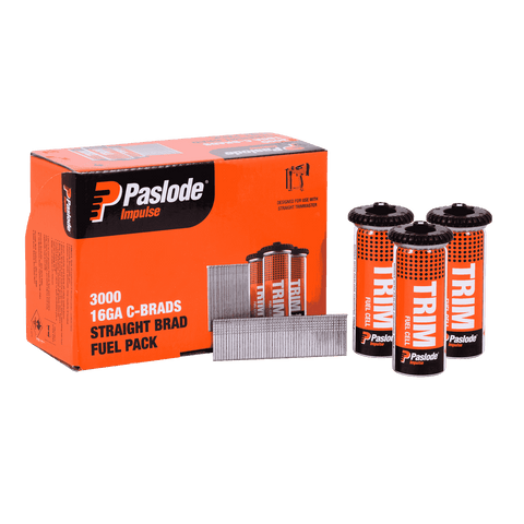 Paslode 65 x 1.6mm C65 Impulse Brad With Fuel - 3000 Pack, Galvanised 16G