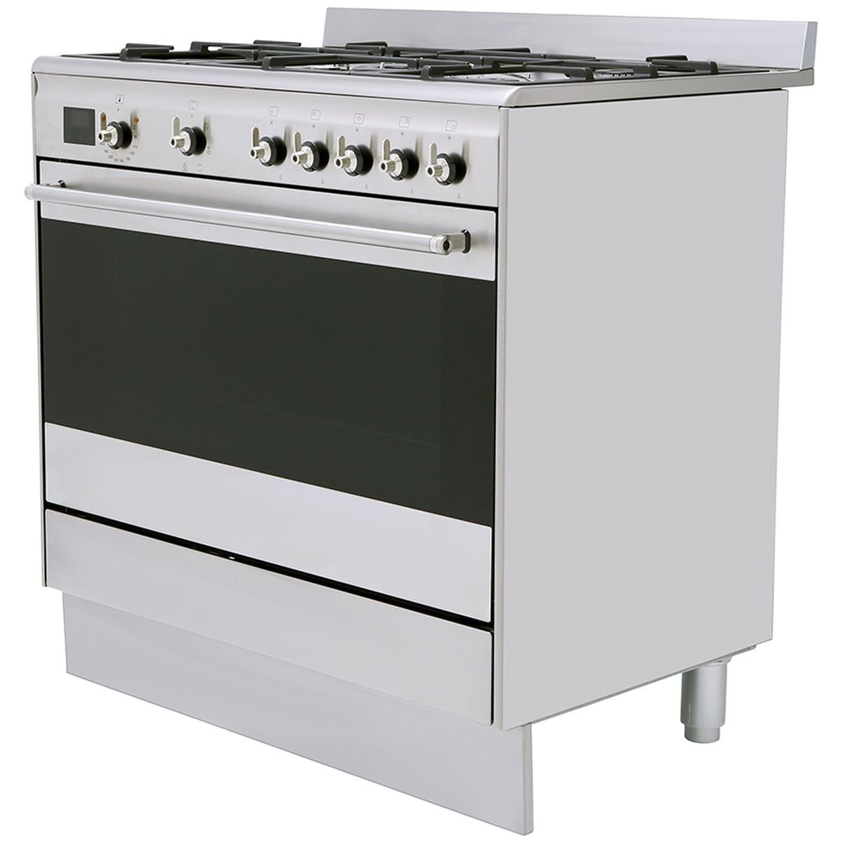 Smeg 90cm Classic Dual Fuel Freestanding Oven - Stainless Steel, Five Burners, Thermoseal - FS9606XS1