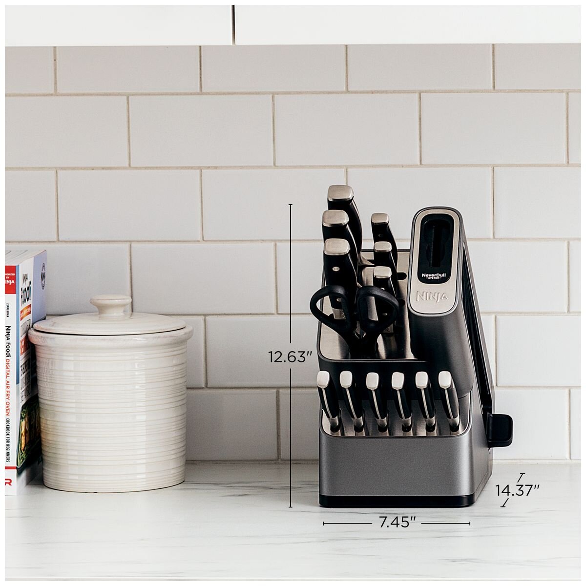 Ninja Foodi NeverDull Premium 13 Piece Knife Block Set - Steak Knives, Shears, Built-In Sharpener - K32013