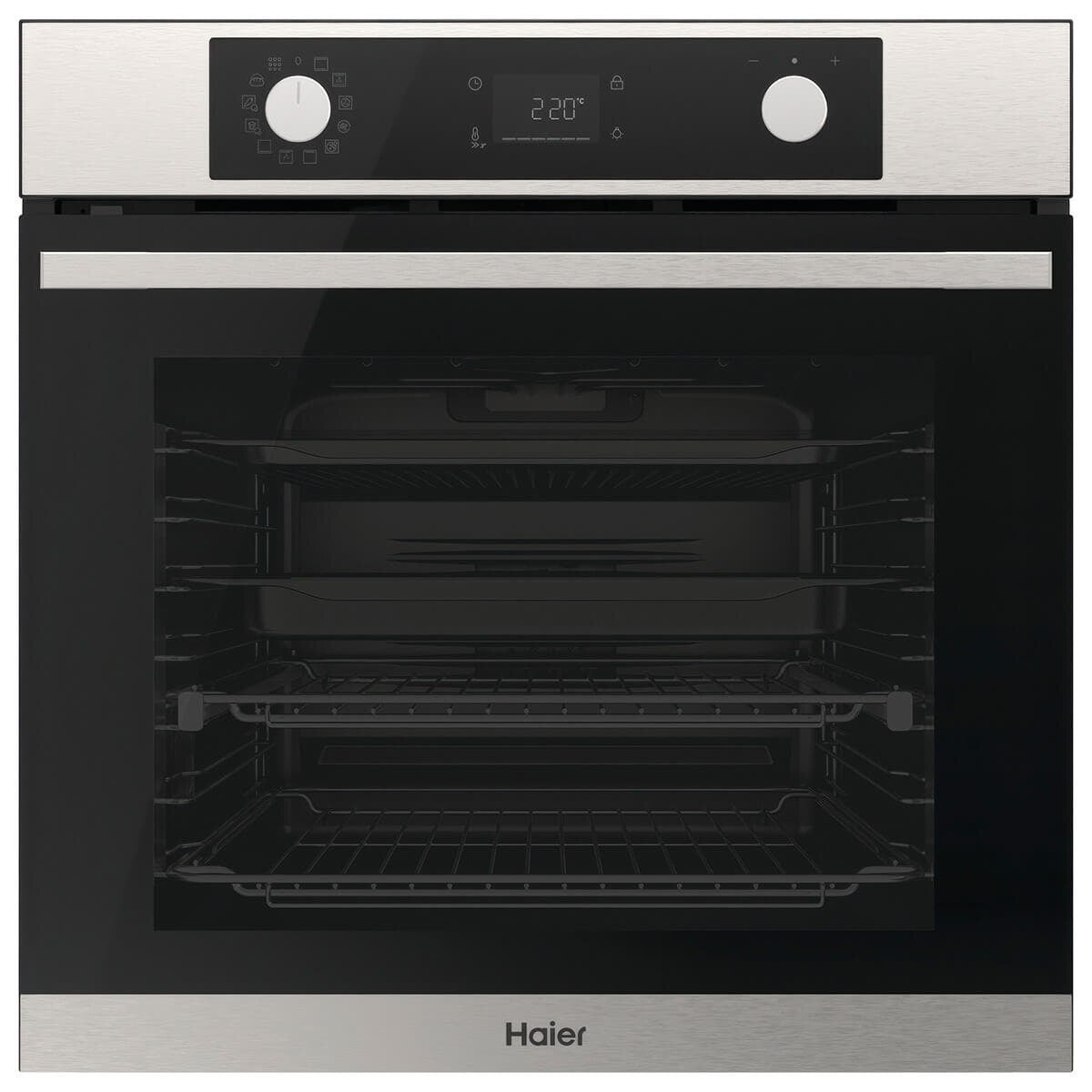 Haier 60cm 500 Series Pyrolytic Oven - 78L, 12 Functions, Air Fry, Steam Assist, Steel - HWO60S12EPX5