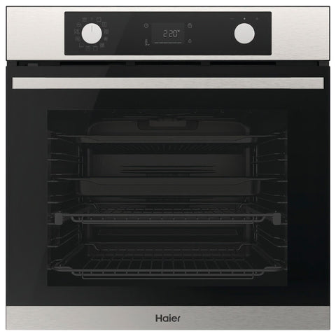 Haier 60cm 500 Series Pyrolytic Oven - 78L, 12 Functions, Air Fry, Steam Assist, Steel - HWO60S12EPX5