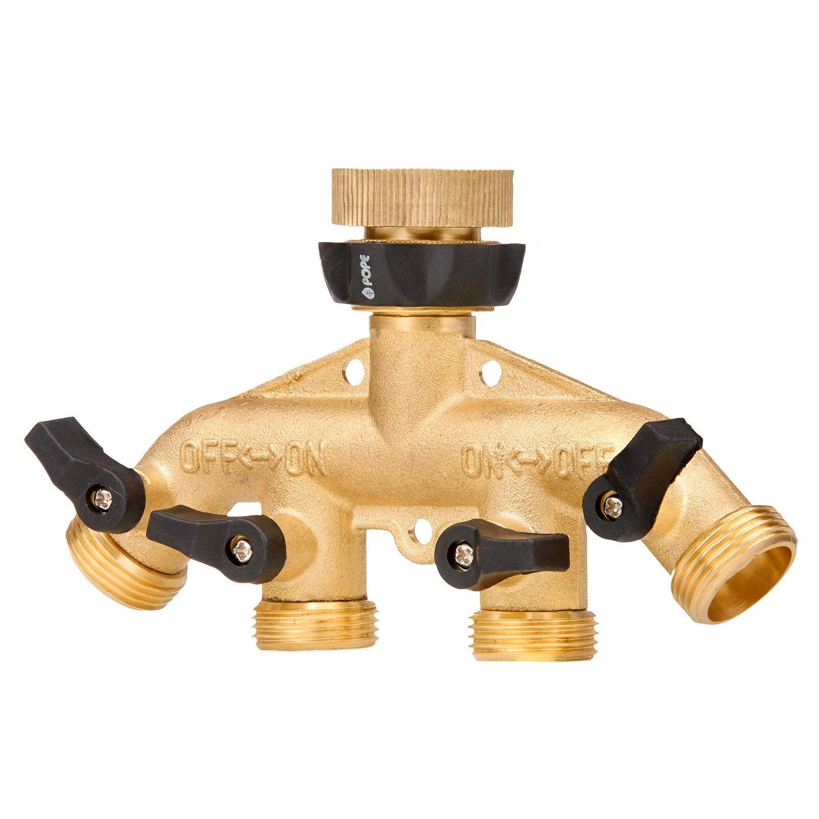 Pope 4 Way Brass Tap Adaptor Outlet for 3/4" and 1" Taps Outdoor