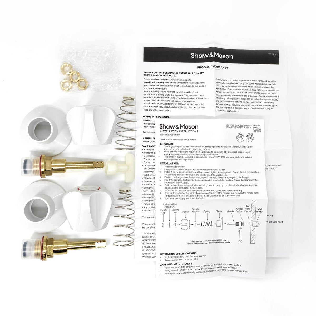 Shaw Mason Wall Top Assembly with Handles - 65mm x 105mm - White - Easy Install - SuperSaverAU - view 3