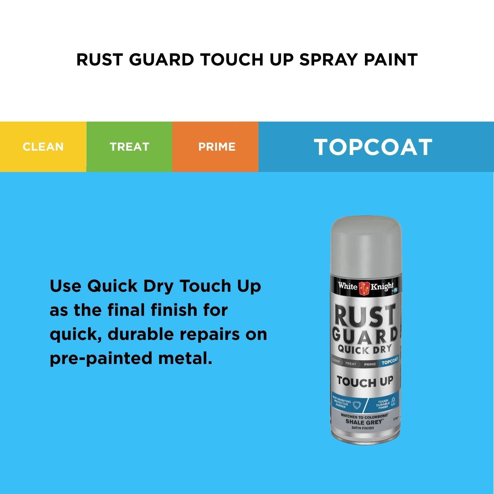 White Knight Rust Guard Shale Grey Satin Touch Up Spray Paint 300g