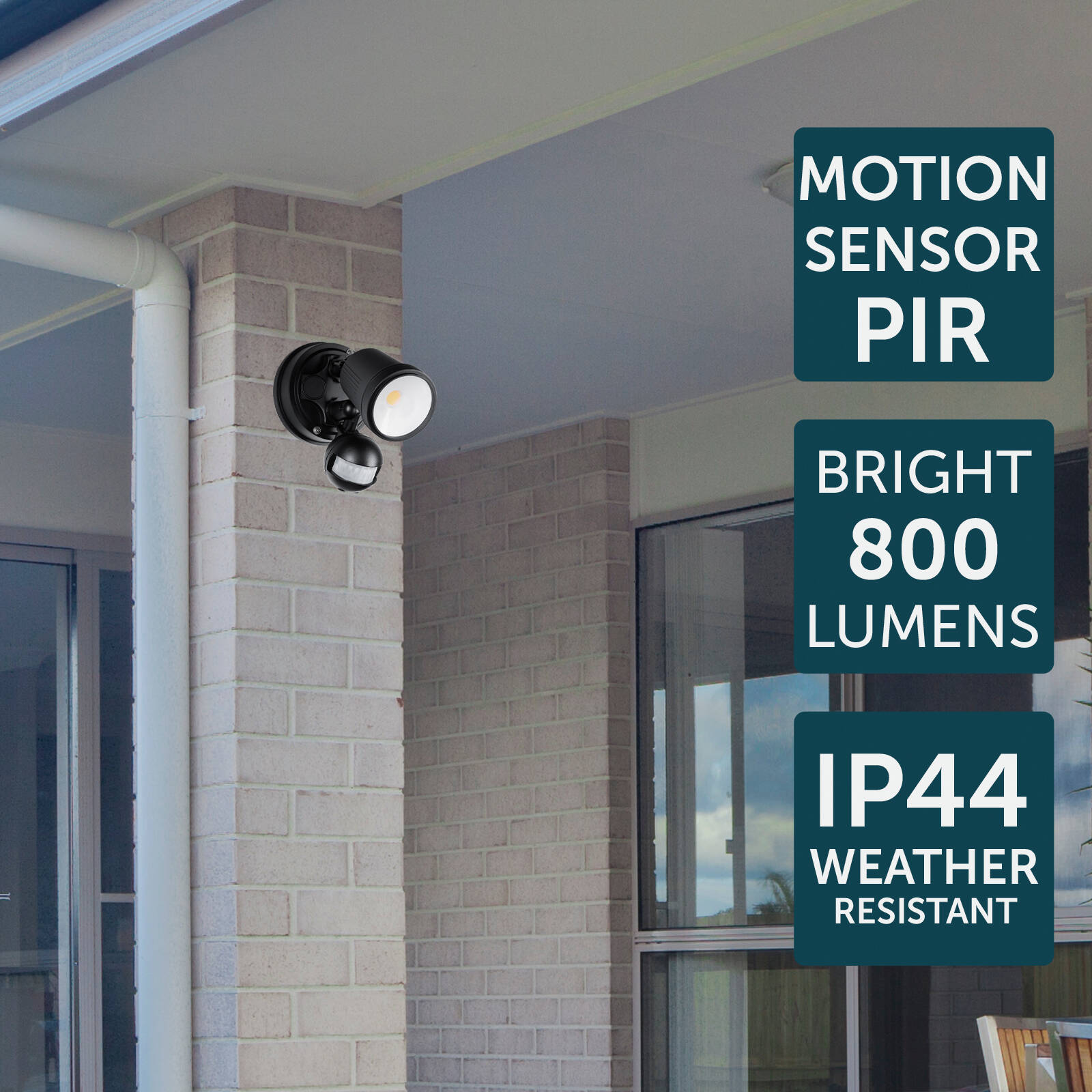 Brilliant Raptor III Black Single LED Sensor Light 10W Motion Sensor Outdoor 22599/06