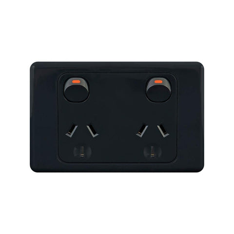 Deta Double Power Point - Black - 250V - Polycarbonate - Durable - SuperSaverAU - view 1