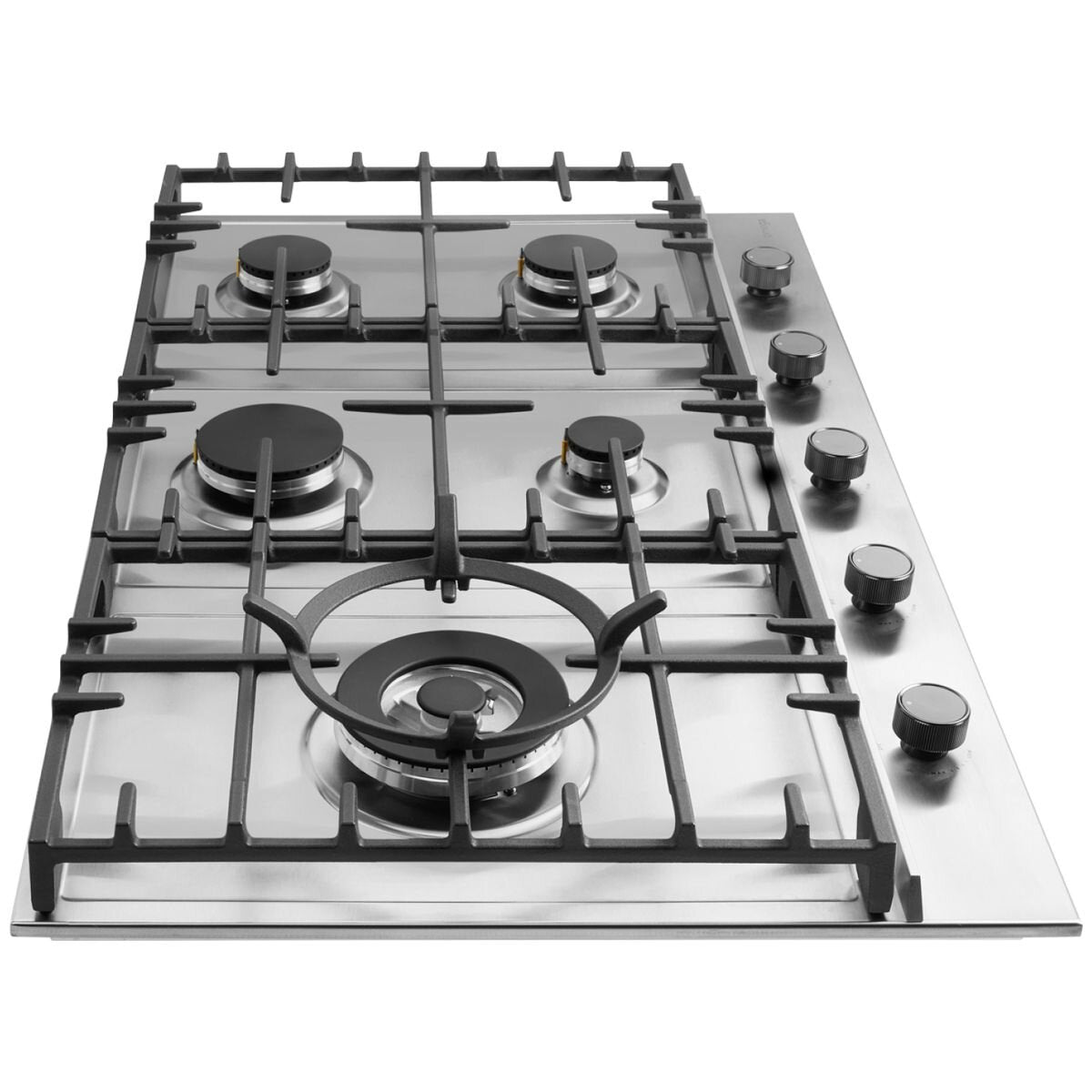 Omega 90cm Natural Gas Cooktop - Stainless Steel, Five Burners, Triple Ring Wok Burner - OCG905WX