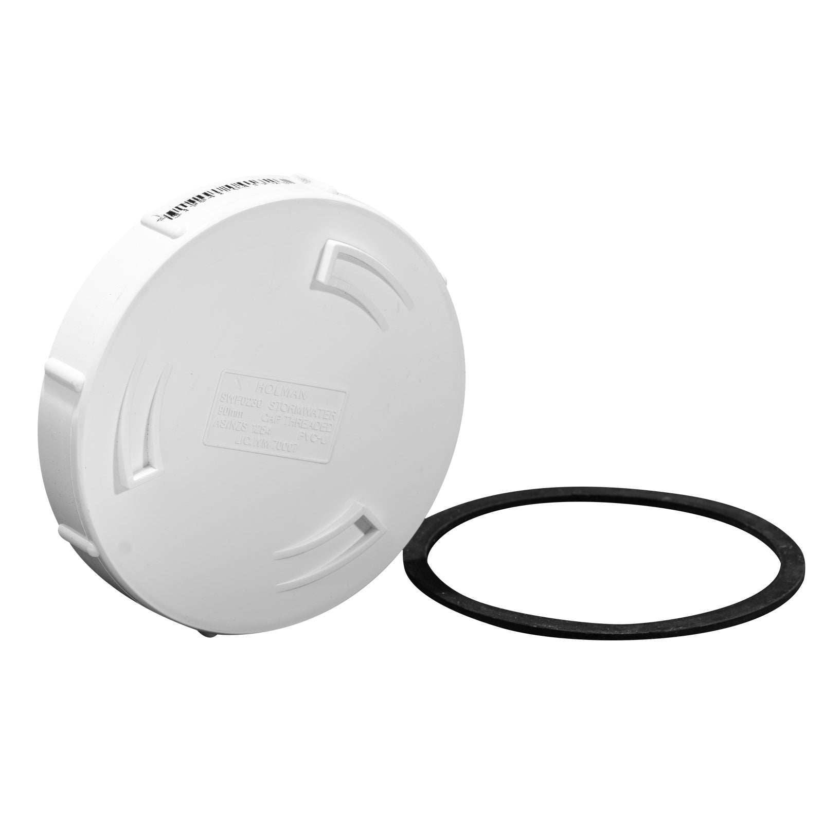 Holman 90mm Threaded PVC Storm Cap, White, Stormwater Pipe End