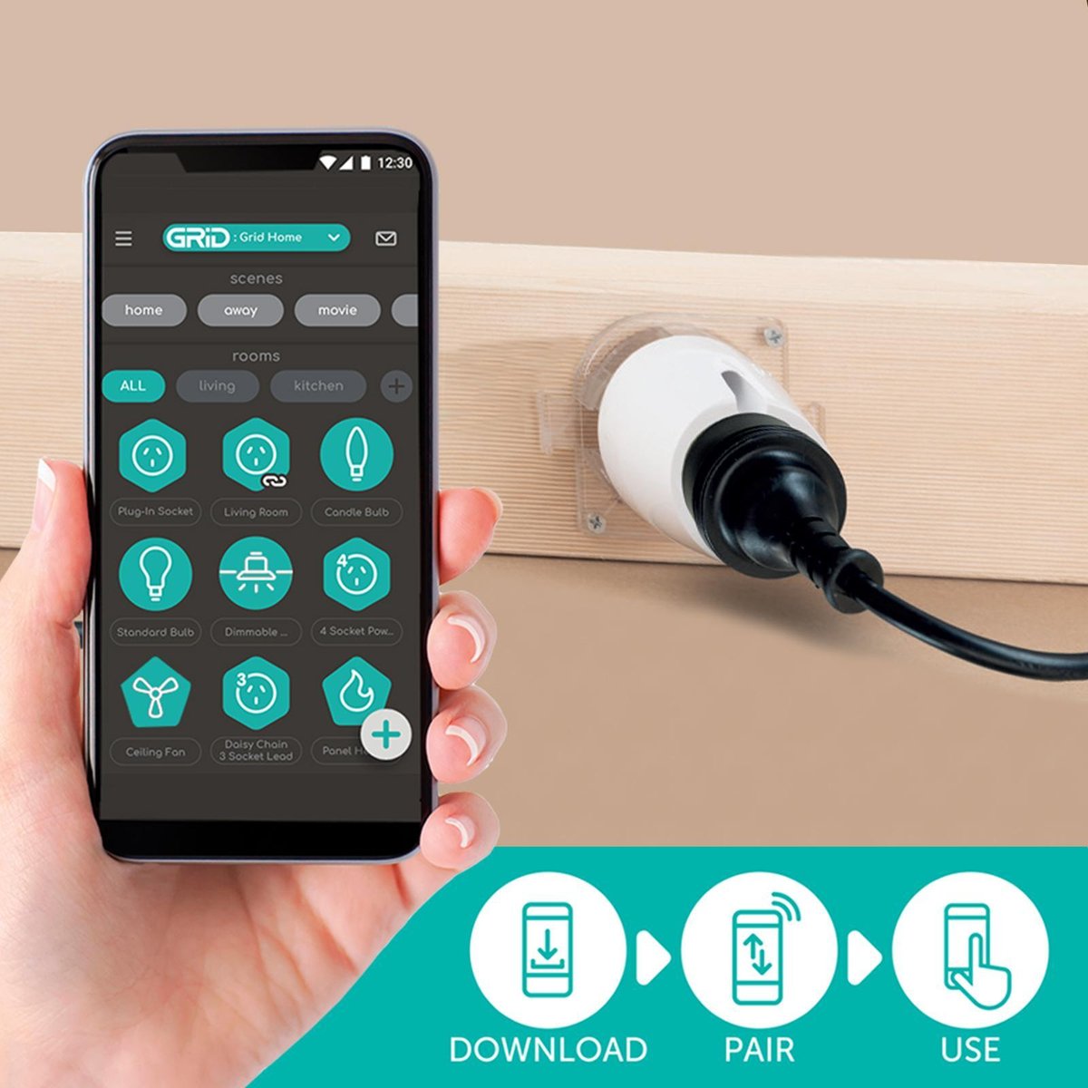 DETA Grid Connect Smart Plug Base, White 6210HA