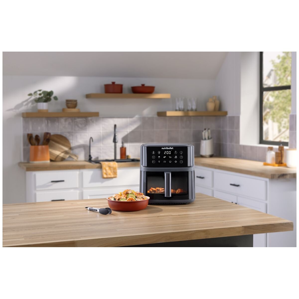 NutriBullet CrispLite Vision 8L Air Fryer - Viewing Window, Interior Light, Reversible Plate - NBA07350