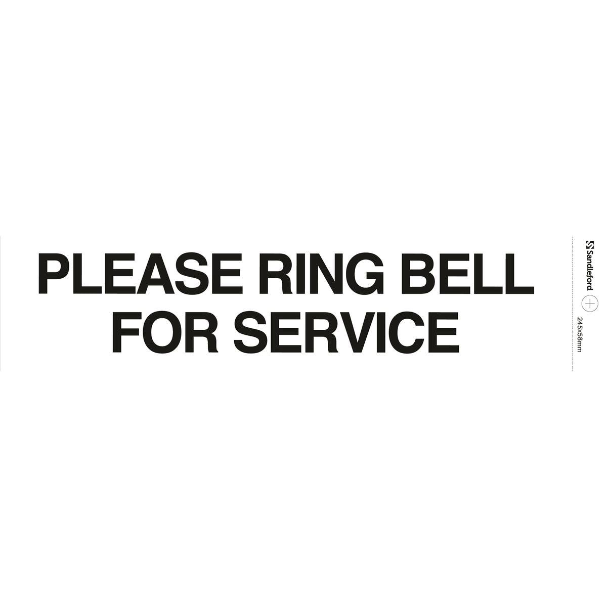 Sandleford Please Ring Bell For Service Sign 245 x 58mm Gloss Self Adhesive