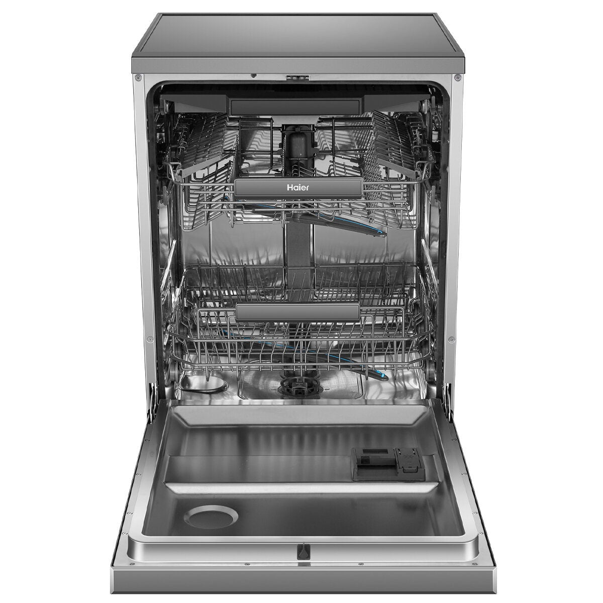 Haier 60cm Freestanding Dishwasher with Steam - 15 Place Settings - Satina - Auto Door Opening - HDW15F3S1