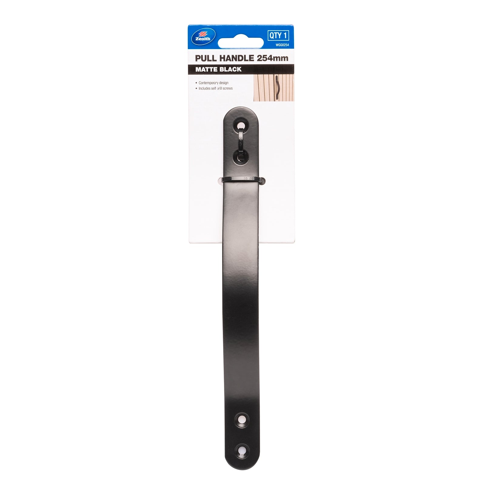Zenith 254mm Matte Black Steel Gate Pull Handle