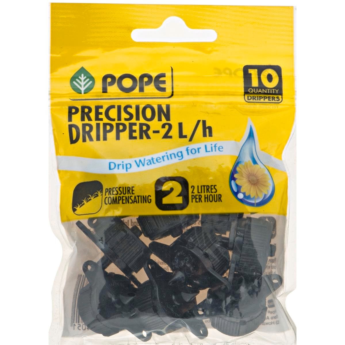 Pope Precision Barbed Dripper 2L/H - 10 Pack, Black Polypropylene