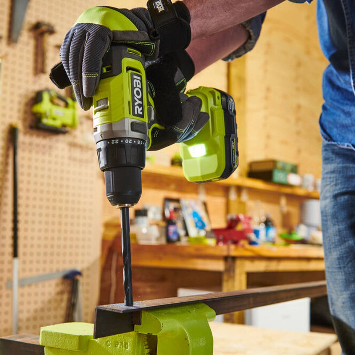 Ryobi 18V ONE+ Hammer Drill Kit - 2Ah Battery - 90 Accessories - 165mm x 220mm x 360mm - SuperSaverAU - view 3