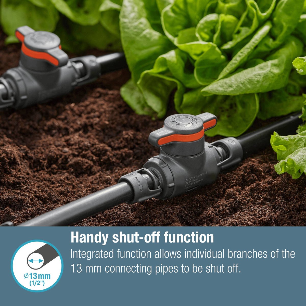 GARDENA 13mm Micro Irrigation Shut-Off / Regulation Valve Black High-Impact Plastic
