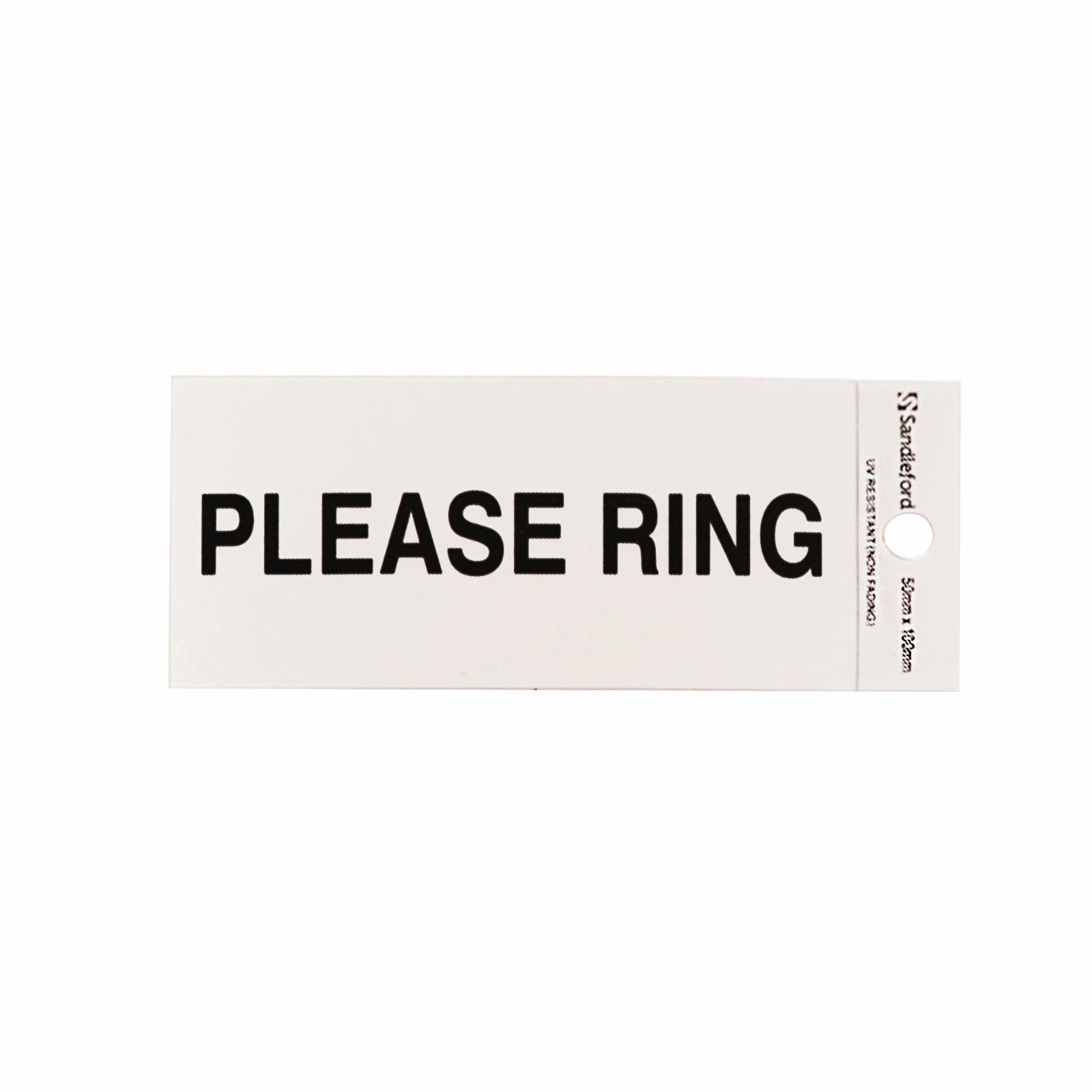Sandleford 100 x 50mm Please Ring Self Adhesive Sign, Gloss Silver Weather Resistant Polycarbonate