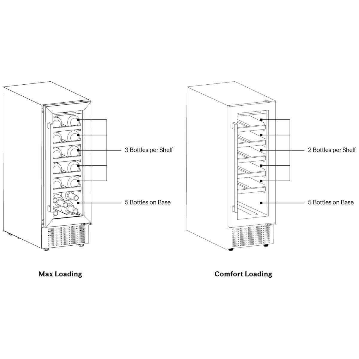 Cantina 20 Bottle Single Zone Wine Cabinet - Black, Double-Glazed Glass Door, 56L - CCWIS20B