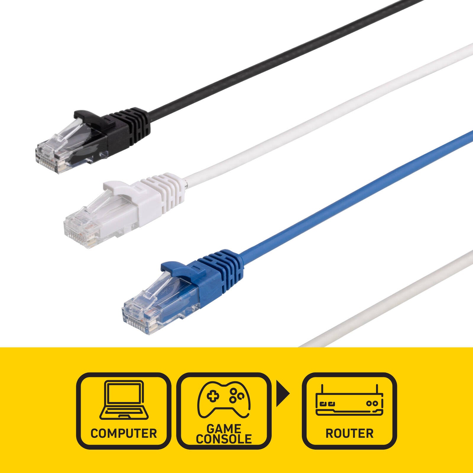 Antsig 15cm Ultra Thin CAT6A RJ45 Ethernet Cable 12 Pack - 10 Gigabit, Gold-Plated