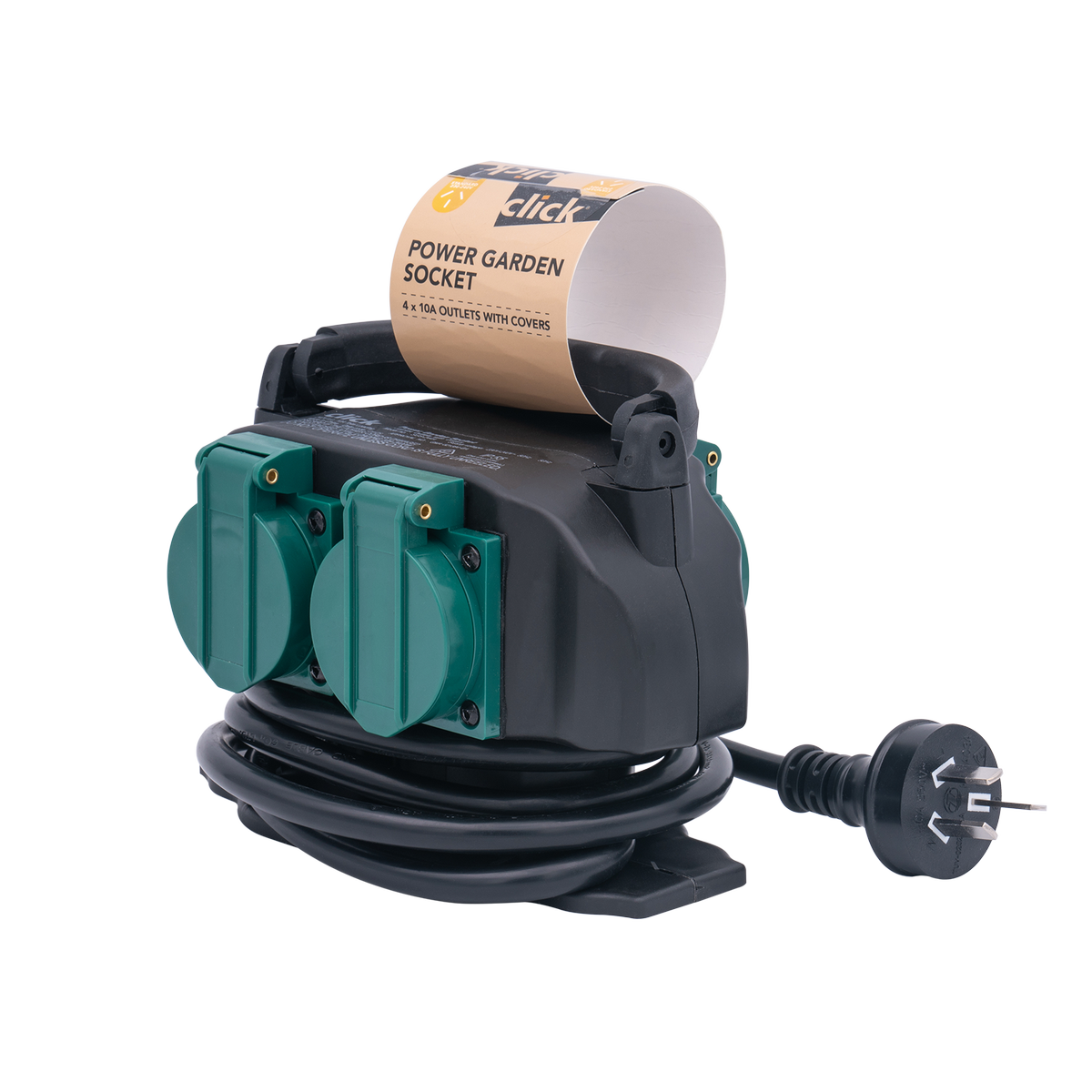 Click 4 Outlet Garden Socket with Carry Handle 10A 240V SGS-244A