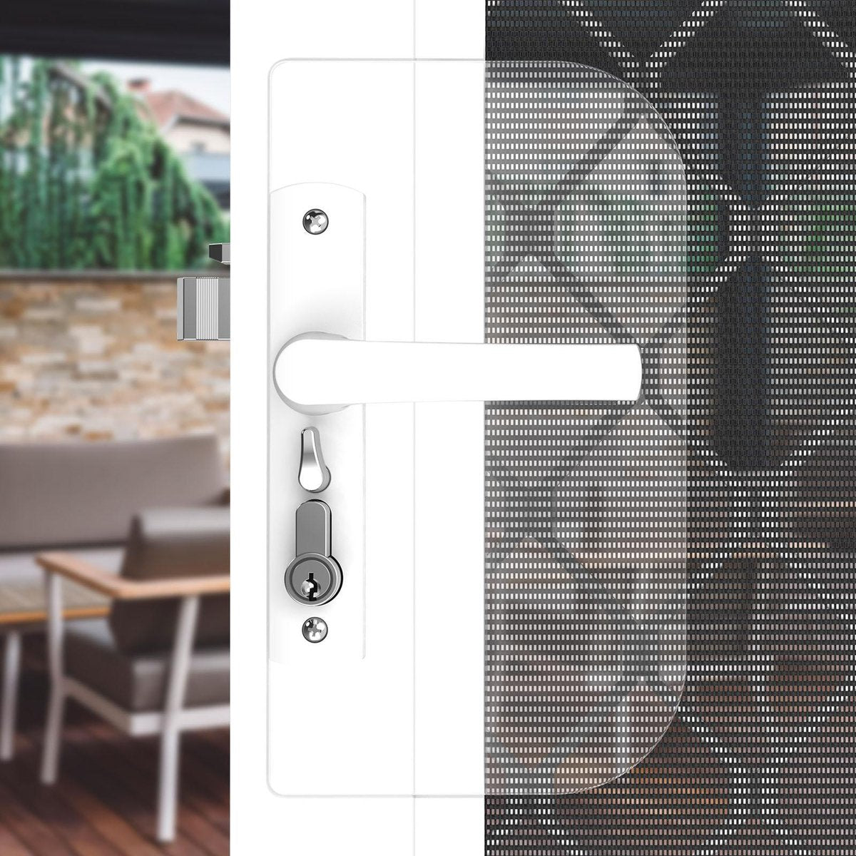 Rolltrak White Keyed Hinged Screen Door Lock Powder Coated Alloy