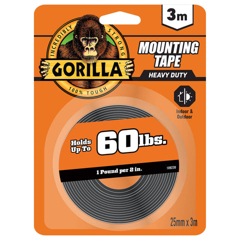 Gorilla 3.04m Black Double Sided Mounting Tape