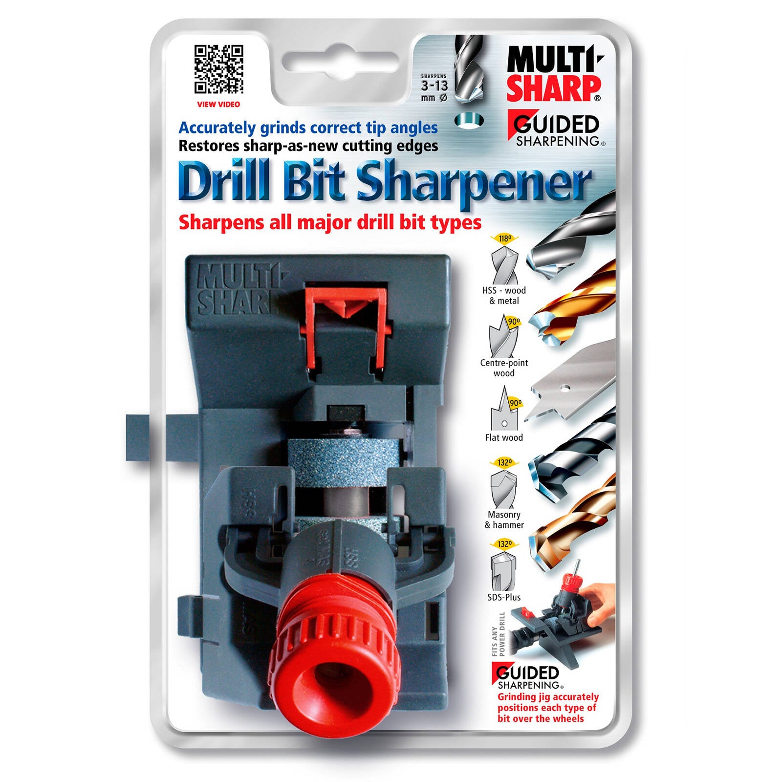 Multi-Sharp Drill Bit Sharpener, 3-13mm, Aluminium Oxide and Silicon Carbide Wheels